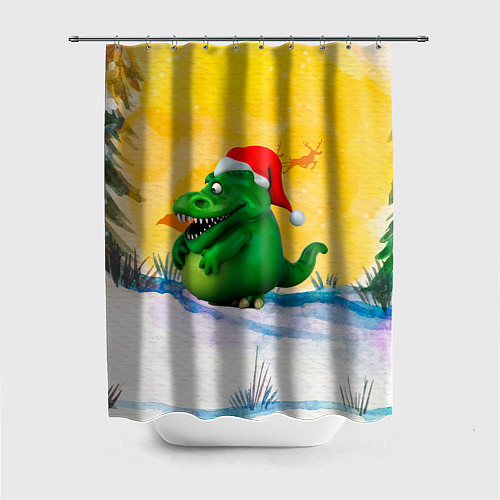 Шторка для ванной Дракон символ года 2024 / 3D-принт – фото 1