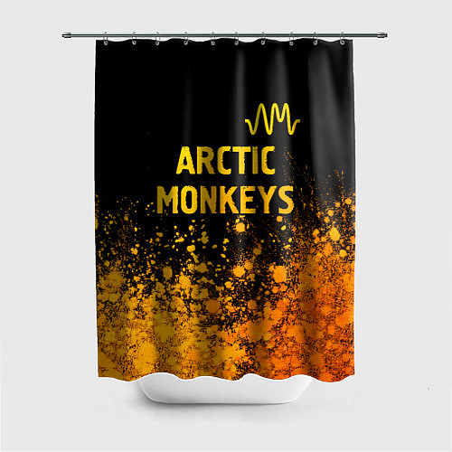 Шторка для ванной Arctic Monkeys - gold gradient: символ сверху / 3D-принт – фото 1