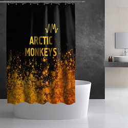 Шторка для душа Arctic Monkeys - gold gradient: символ сверху, цвет: 3D-принт — фото 2