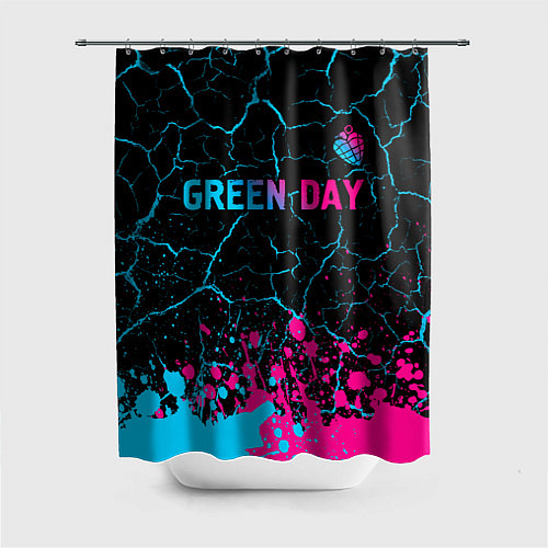 Шторка для ванной Green Day - neon gradient: символ сверху / 3D-принт – фото 1