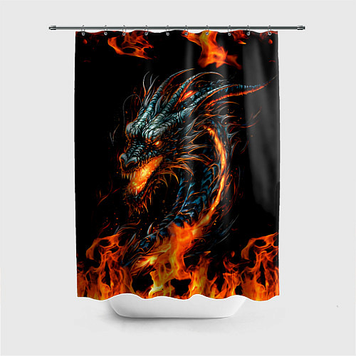 Шторка для ванной Свирепый огненный дракон 2024 / 3D-принт – фото 1