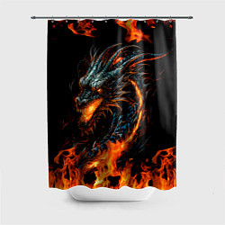 Шторка для ванной Свирепый огненный дракон 2024