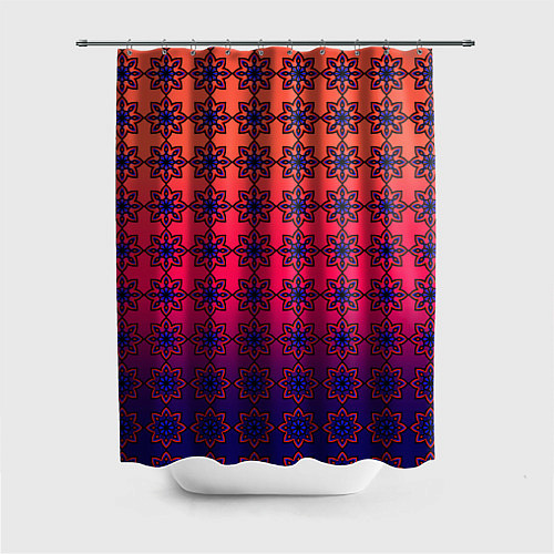 Шторка для ванной Паттерн стилизованные цветы оранж-фиолетовый / 3D-принт – фото 1