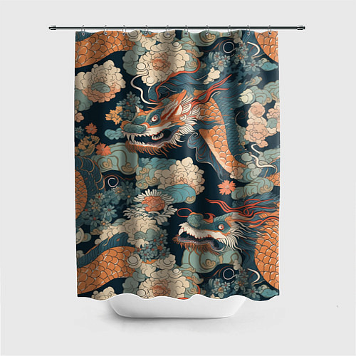 Шторка для ванной Дракон с усами / 3D-принт – фото 1