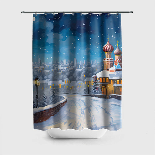 Шторка для ванной Москва новый год / 3D-принт – фото 1