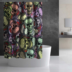 Шторка для душа Череп в наушниках паттерн, цвет: 3D-принт — фото 2