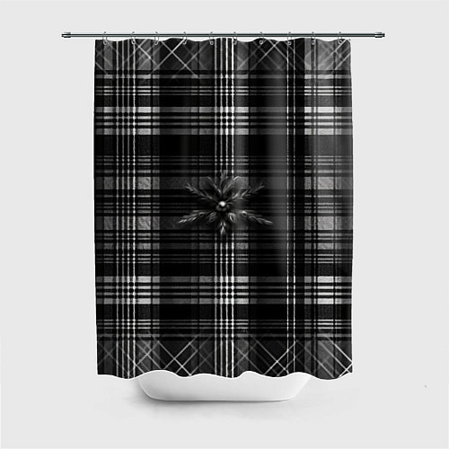 Шторка для ванной Черно-белая шотландская клетка / 3D-принт – фото 1