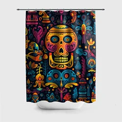 Шторка для душа Узор в мексиканском стиле, цвет: 3D-принт
