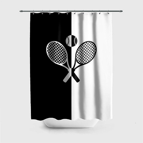 Шторка для ванной Теннис - чёрно белое / 3D-принт – фото 1