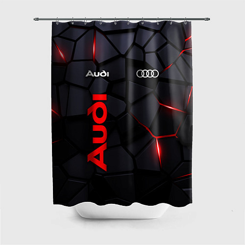 Шторка для ванной Audi черные плиты с эффектом свечения / 3D-принт – фото 1