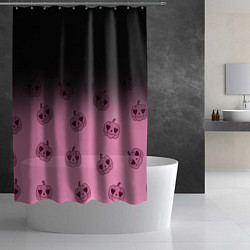 Шторка для душа Черно-розовый градиент и хэллоуинские тыквы паттер, цвет: 3D-принт — фото 2