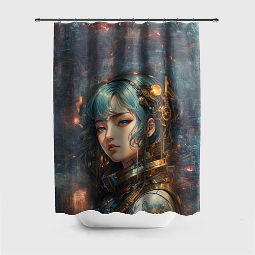 Шторка для ванной Прекрасная кибернетическая девушка / 3D-принт – фото 1