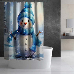 Шторка для душа Большой снеговик, цвет: 3D-принт — фото 2
