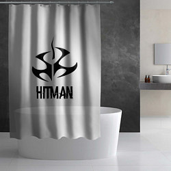 Шторка для душа Hitman glitch на светлом фоне, цвет: 3D-принт — фото 2