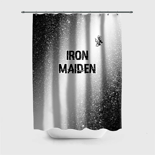 Шторка для ванной Iron Maiden glitch на светлом фоне посередине / 3D-принт – фото 1