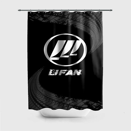 Шторка для ванной Lifan speed на темном фоне со следами шин / 3D-принт – фото 1