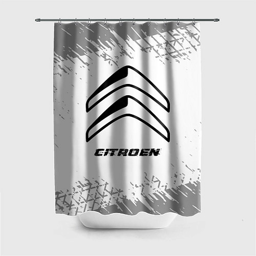 Шторка для ванной Citroen speed на светлом фоне со следами шин / 3D-принт – фото 1