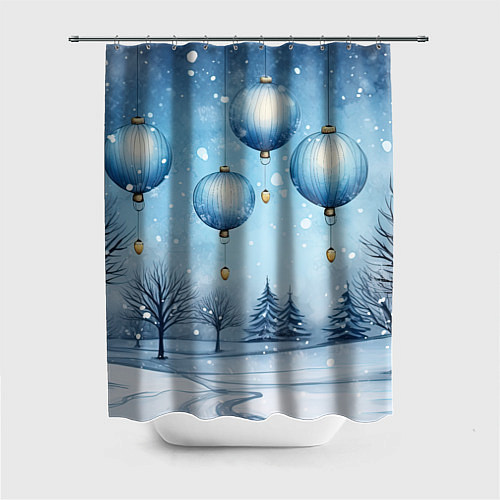 Шторка для ванной Крупные новогодние шары / 3D-принт – фото 1