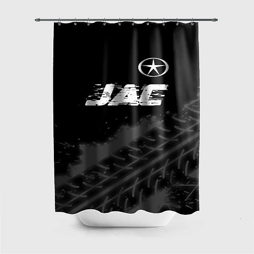 Шторка для ванной JAC speed на темном фоне со следами шин посередине / 3D-принт – фото 1