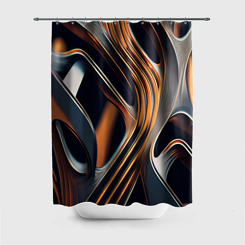 Шторка для ванной Слияние красок оранжевого и чёрного абстракция / 3D-принт – фото 1