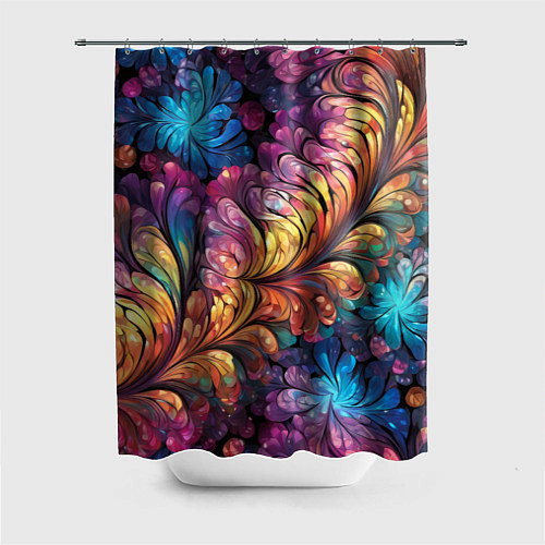 Шторка для ванной Витиеватый разноцветный абстрактный узор / 3D-принт – фото 1