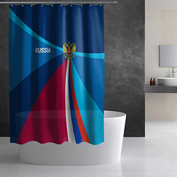 Шторка для душа Герб и триколор России с геометрией, цвет: 3D-принт — фото 2