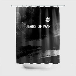 Шторка для душа Gears of War glitch на темном фоне посередине, цвет: 3D-принт