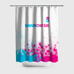 Шторка для душа Rainbow Six neon gradient style посередине, цвет: 3D-принт
