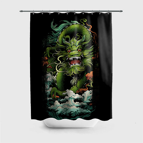Шторка для ванной Зеленый дракон символ года / 3D-принт – фото 1