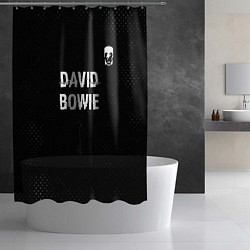 Шторка для душа David Bowie glitch на темном фоне посередине, цвет: 3D-принт — фото 2