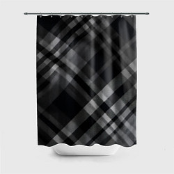 Шторка для душа Черно-белая диагональная клетка в шотландском стил, цвет: 3D-принт