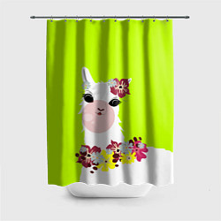 Шторка для ванной Лама - альпака в венке