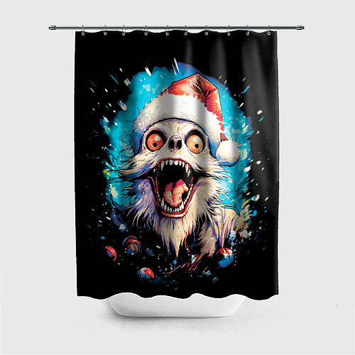 Шторка для ванной Санта Клаус собака монстр / 3D-принт – фото 1