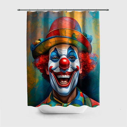 Шторка для ванной Нейросеть - Хэллоуин безумный клоун / 3D-принт – фото 1