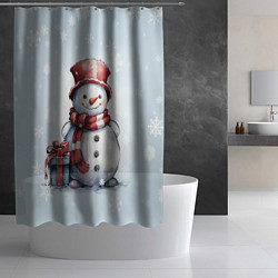 Шторка для душа New Years cute snowman, цвет: 3D-принт — фото 2