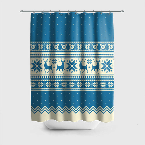 Шторка для ванной Sweater with deer on a blue background / 3D-принт – фото 1