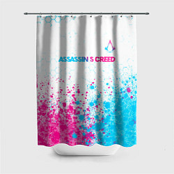 Шторка для ванной Assassins Creed neon gradient style посередине