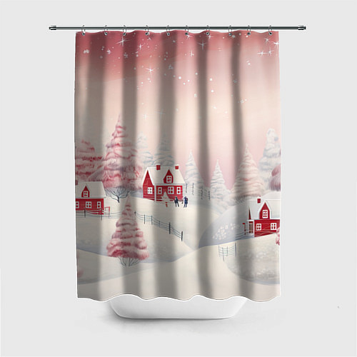 Шторка для ванной Снежное сияние ночи / 3D-принт – фото 1