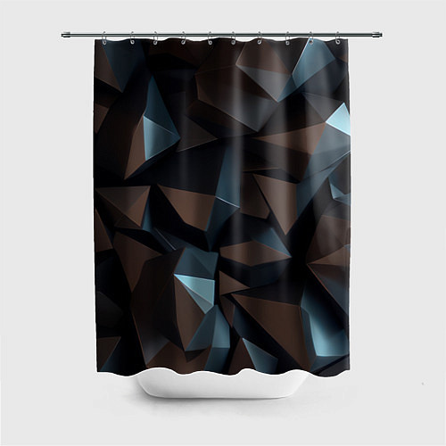 Шторка для ванной Черная геометрическая абстракция - объемные грани / 3D-принт – фото 1