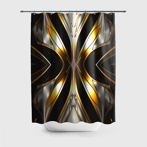 Шторка для ванной Неоновый узор стальная бабочка / 3D-принт – фото 1