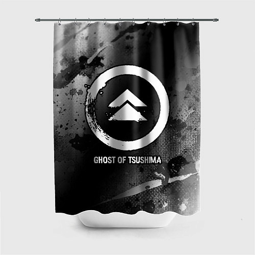 Шторка для ванной Ghost of Tsushima glitch на темном фоне / 3D-принт – фото 1
