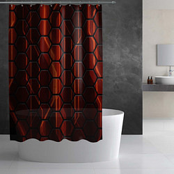 Шторка для душа Огненные шестигранники соты, цвет: 3D-принт — фото 2