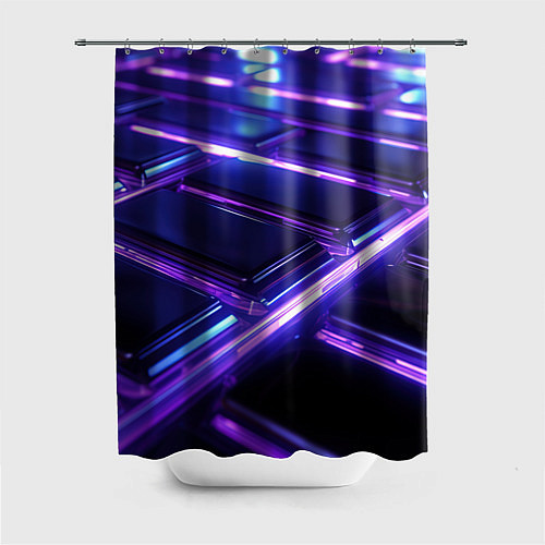 Шторка для ванной Фиолетовые неоновые плиты / 3D-принт – фото 1