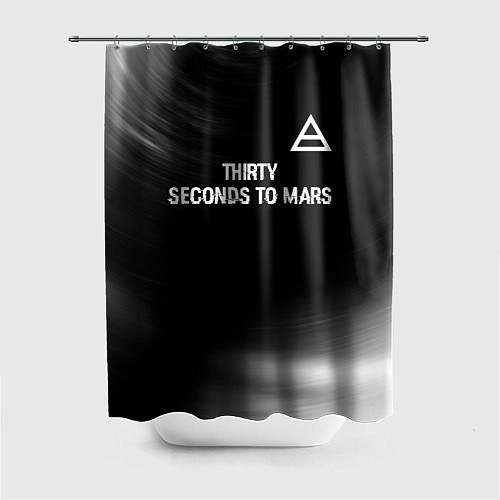 Шторка для ванной Thirty Seconds to Mars glitch на темном фоне посер / 3D-принт – фото 1