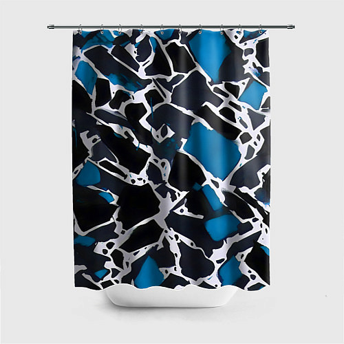Шторка для ванной Кляксы чёрные и синие / 3D-принт – фото 1