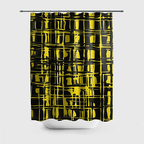 Шторка для ванной Смазанная краска чёрная и жёлтая / 3D-принт – фото 1