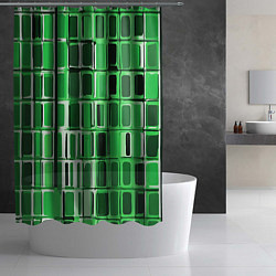 Шторка для душа Зелёные прямоугольники, цвет: 3D-принт — фото 2