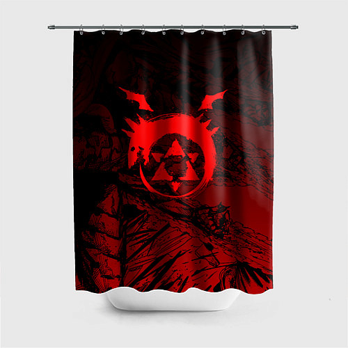 Шторка для ванной Красный знак уроборос - Стальной алхимик / 3D-принт – фото 1