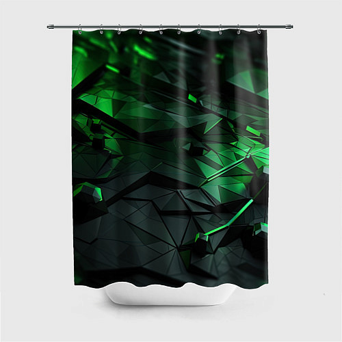 Шторка для ванной Мир абстрактной зелени / 3D-принт – фото 1