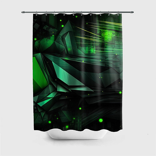 Шторка для ванной Мир абстрактной зелени / 3D-принт – фото 1